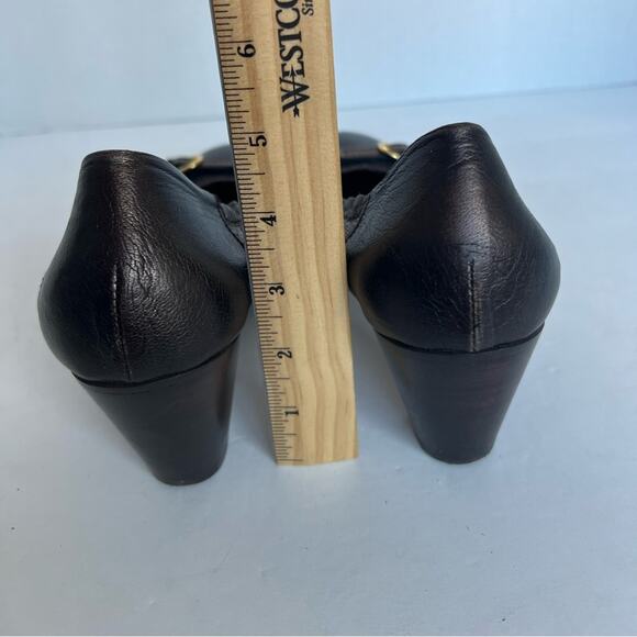 AGL Attilio Giusti Leombruni Brown/Black Slip On Cap Toe Leather Pump Shoes 10.5 - Picture 5 of 9